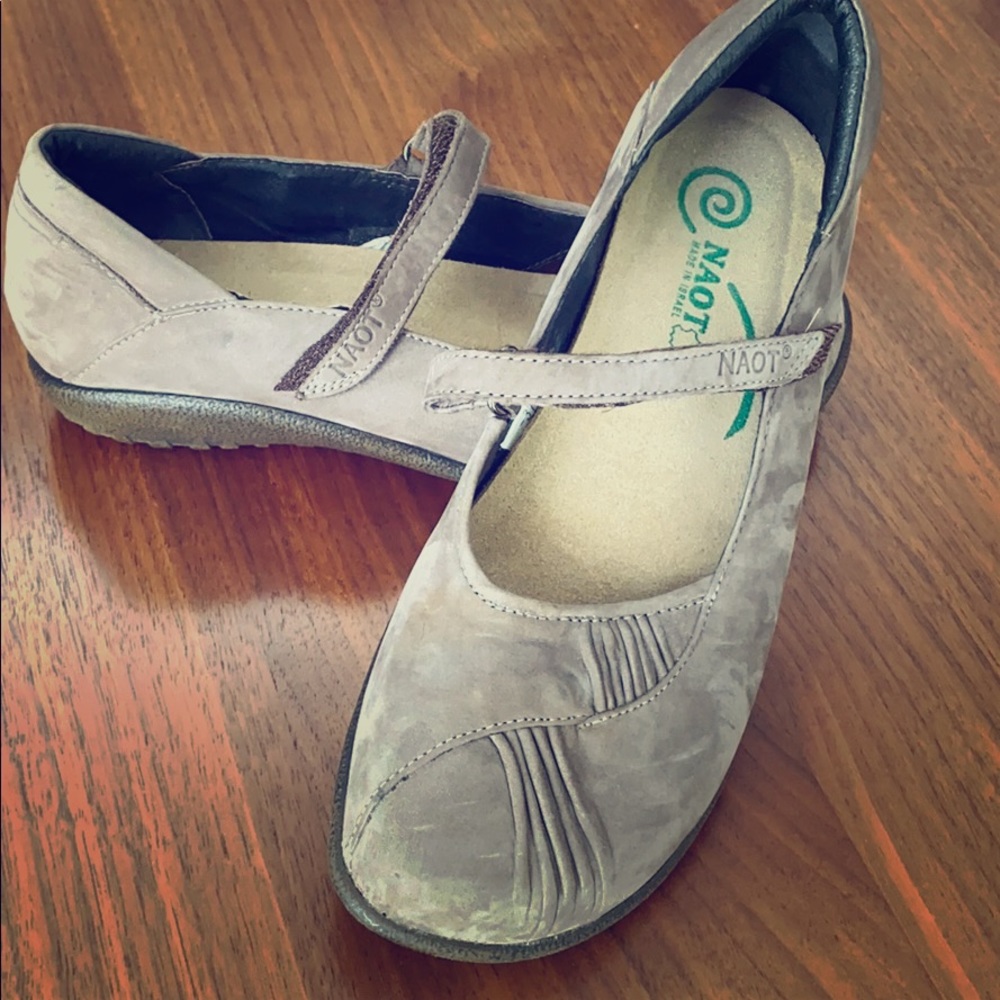 Comfortable NAOT Mary Janes, beige suede